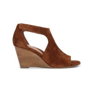 GENTLE SOULS KENNETH COLE Womens Brown Lunette Toe Wedge Leather Sandals 7 M